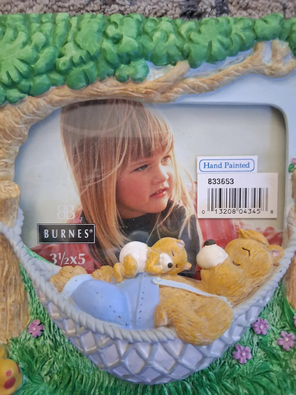 Hand-Painted Nursery Picture Frame in Green and Cream